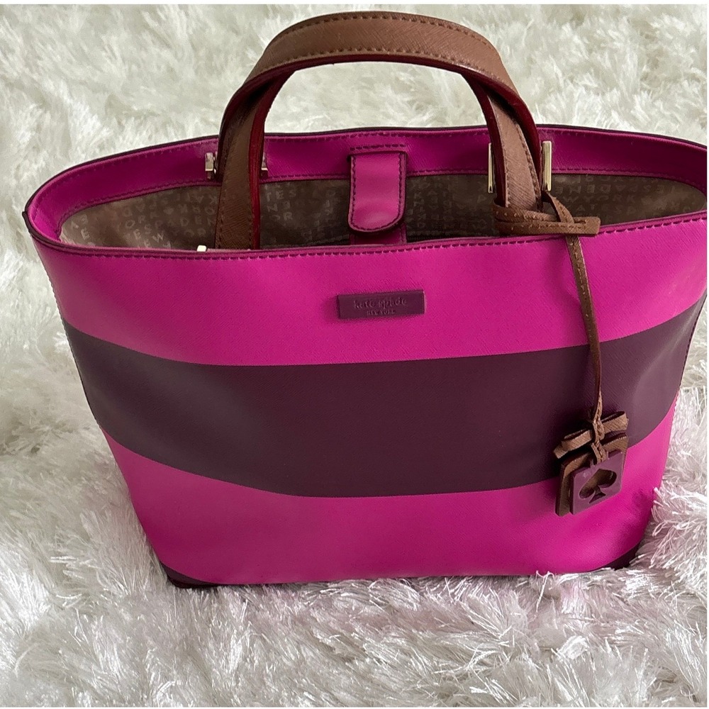 Kate Spade Juno Small Grant Street Grainy Vinyl Tote Pink Plum Preppy  WKRU2677